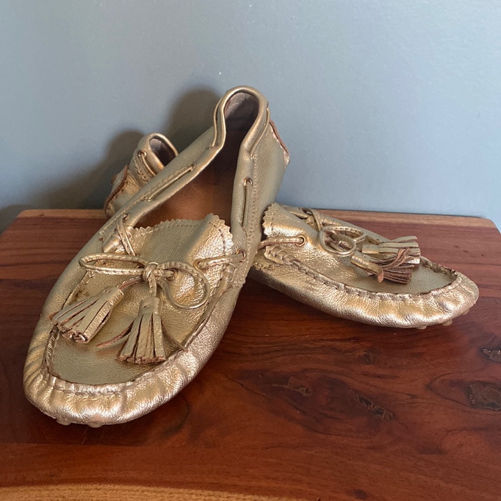 Coach Metallic Gold Loafers with Tassels